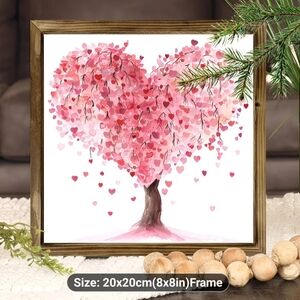 Charming Heart Tree Wall Art in Pink and Brown